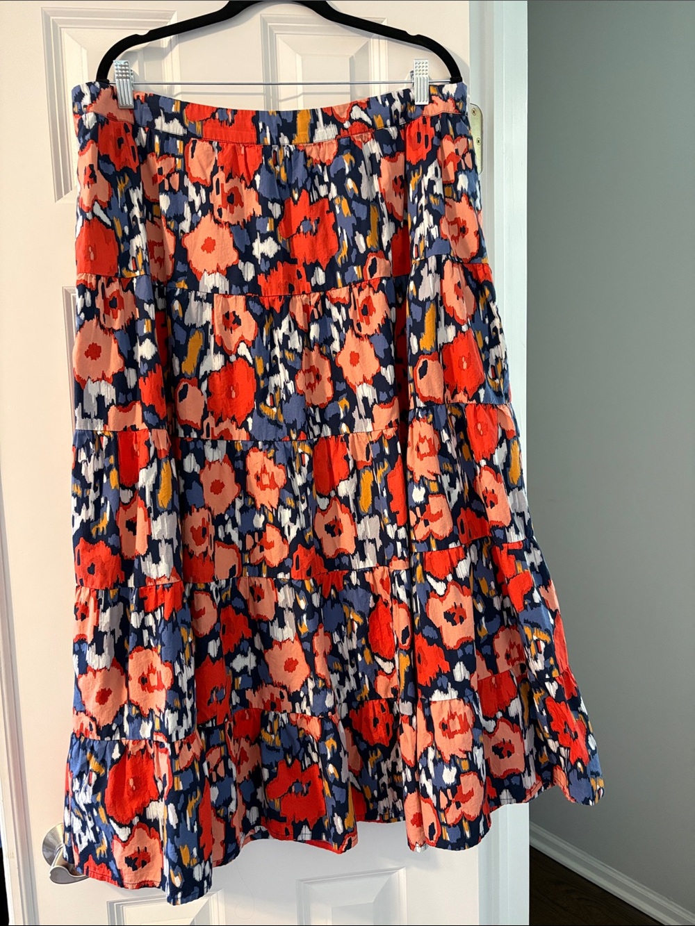 Boden 100% Cotton Multicolored Floral Tiered Skirt - Size 16/18R